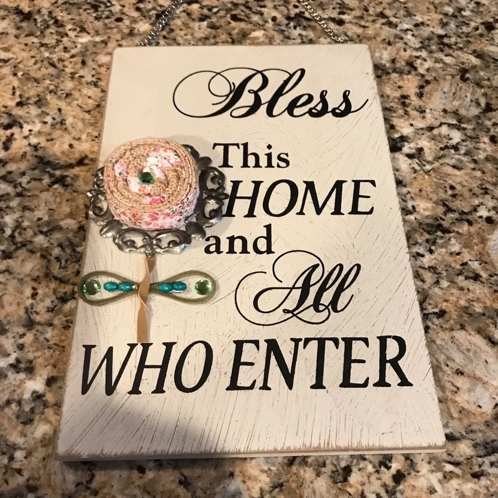 🌸 “Bless This Home” Wooden Plaque